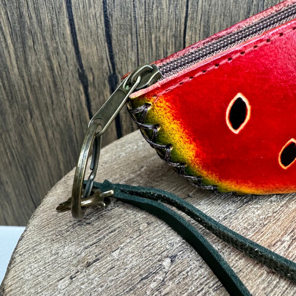 Genuine Leather Wallet Wristlet Watermelon Coin Purse NEW FAST SHIP - Picture 3 of 8